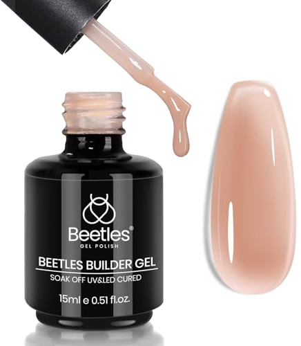 Beetles Builder gel - Jelly Gel Beige Aufbaugel für Gelnägel 7 in 1 Nagelkleber für Kunstnägel Hartes Aufbaugel für Nägel Stärkungsmittel Verlängerung Basislack Nagel DIY zu Hause 15ML