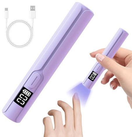 Asimebesty Mini UV Lamps for Gel Nails, Handheld UV Nail Light, Portable Rechargeable Led Nail Lamps 3W, Nail Light with 2 Timers, LED Screen Gift for Women for DIY at Home, Travel, Violet