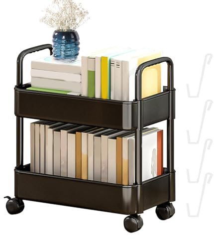 Dubbulon 2 Etagen Rollwagen - Multifunktions Aufbewahrungswagen | Aufbewahrungswagen, Servierwagen, Auf Rollen | Movable Cart Rollwagen Organizer Wagen Mit 4 Rädern Für Küche Make-up Badezimmer Büro