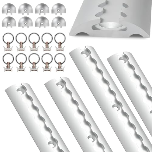 Jopassy Airlineschiene 4x1 m Aluminium,Zurrschienen Runde Halbrunde Form,Airlineschienen Set mit 10 Airlineschienen-Fitting-Ring 8 Airlineschiene Endkappe,für Wohnmobile und LKW