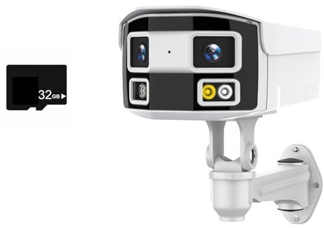 Caméra de sécurité grand angle, 8MP 180 ° double objectif Wifi caméra IP 2K 4MP POE caméra de sécurité panoramique 4K détection humaine balle caméra Surveillance extérieure NVR avec une conception d'a