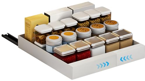 Recitem Teleskopschublade Ausziehbare Schublade Pull Slide Out Drawer zum Kleben Küche Organizer Küchenschrank Kein Bohren und Nageln Erforderlich (Dehnbar 44-68cm)