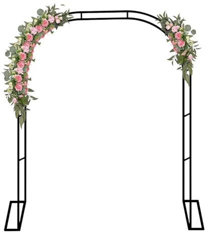 Großer Gartenbogen, Gartenlauben-Torbogen im Freien für Kletterpflanzen Unterstützung für Hochzeitsbogen mit Sockel, schwarzer Pergola-Spalier-Weinreben-Torbogen(350x220x40CM/11.5x7.2x1.3ft)