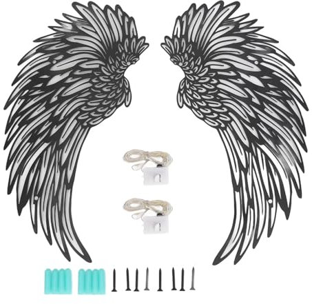 Jerliflyer 1 Paar Engelsflügel, Wandkunst aus Metall Mit LED-Lichtern, Coole 3D-Schatten-DIY-Dekoration Für Schlafzimmer, Wohnzimmer, Büro