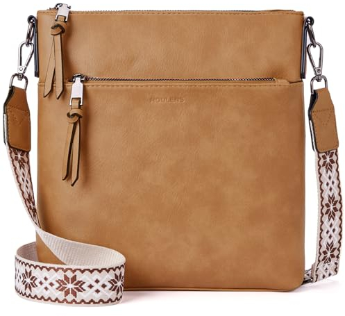 Roulens Mittel Damen Umhängetaschen, Leicht Damen Schultertasche aus Veganes Leder, Crossbody Bags für Frauen mit Verstellbar Abnehmbar Breiter Gurt