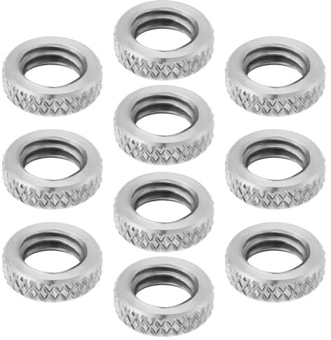 eMagTech 10 Stück Kontermuttern aus Edelstahl 304 3/8 Zoll Innengewinde Rändelmuttern Feststellmuttern Kompatibel mit Bankstick-Bissanzeiger-Kontermuttern Außendurchmesser 14 Mm Dicke 4 Mm