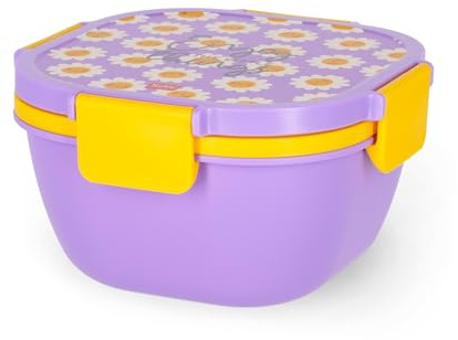 Legami - Contenitore Porta Pranzo, Lunch Box, Daisy, 1 Forchetta, 1 Vassoio a scomparti, 1 Porta Condimenti Removibile Inclusi, Capacità 1700 ml, 19 x 10.7 x 19 cm