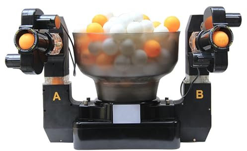 Tischtennistrainer, Doppelendiger Roboter 2-Ausgänge Ball Automatische Tischtennisballmaschine mit Spin Bällen Tischtennisball Trainingsgerät Einzel-/Dual-Ball-Optionen verfügbar, für Trainin