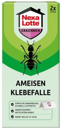 Nexa Lotte Ameisen Klebefalle 2 Stück mit Honig, wirkt bis zu 45 Tage | Wirkt bis zu 45 Tage | Einfache Anwendung | Insektizidfrei