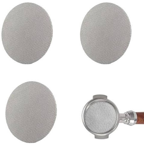 Limeow 3 Stück 53mm 1,7mm Dick Puck Screen, Siebträger Zubehör, Espresso Zubehör, Kaffeefilterhalter, Kaffeefilter Rund, Kaffeefilter 316L-Edelstahl, Wiederverwendbar, Geeignet für Kaffeekannen