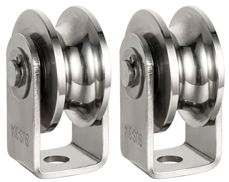 KCNOFNC Umlenkrolle mit 2 Kugellager, Edelstahl Fitness flaschenzug，Umlenkrollen für Seile Stahlseil 12mm, Tragkraft 500kg, 2 Stück