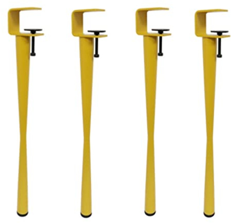 GAPECHNG Table Clamp Legs,Adjustable Fit Metalniture Feet,Iron DIY Coffee Table Legs Bar Legs,F-Sdining Desk Foot,Workbench Support Legs,No Punching/Yellow/45Cm(17.7In)