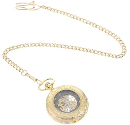 Homoyoyo Herren-taschenuhr mit Römischen Ziffern Retro-taschenuhr mit Hohlem Gehäuse Steampunk-Uhr mit Kette Vintage-Pocket-Watch für Geburtstagsgeschenk
