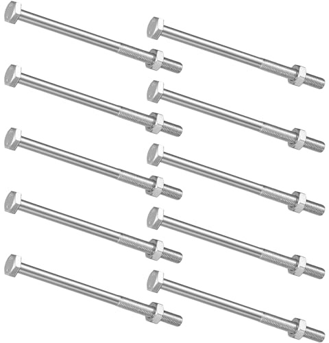 XxinXrong 10 Stück Sechskantschrauben M10 x 160 mm, M10 Sechskantschrauben mit Schaft, verzinkt Außensechskant Teilgewindeschrauben Sortiment für Metallbauarbeiten Autos