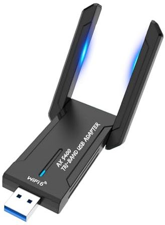 Ouitble WiFi 6 USB WiFi Dongle 5374Mbps AX5400 2.4G/5.8G/6G USB 3.0 Antenas Duales Plegables Adaptador de Red Inalámbrica Alta Ganancia para PC 10/11