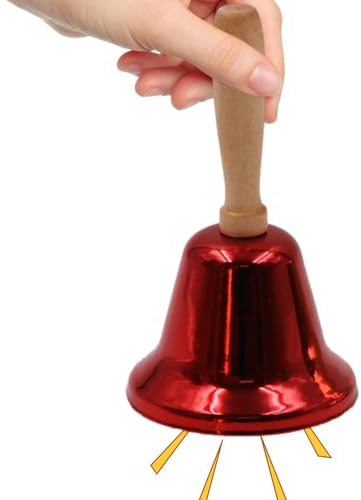 Super Laute Handglocke - Metall Glocken mit Holzgriff | Service- & Tischglocke mit Holzgriff | Extra Laute Klingel für Schule, Kirche, Hotel, Weihnachten & Hochzeit