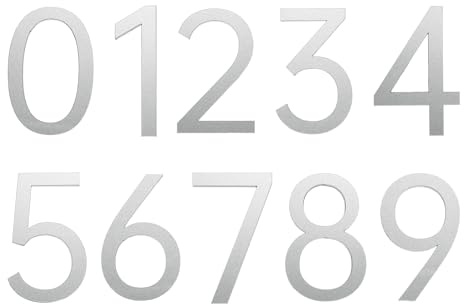 sourcing map 10Pcs 2 Inch House Numbers 0-9, Acrylic Self-adhesive Mailbox Door Stickers, Outdoor Address Signs for Office Hotel Apartments, Garden, Matte Silver