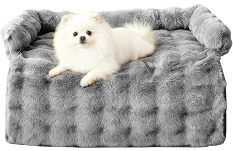 Hundebett Flauschig, Katzenbett, Waschbar Haustierbett, Hundedecke Sofa mit Rand, Katzensofa Katzennest für Katze Kleine Hunde, rutschfeste Unterseite, Wasserdichtes Innenfutter, 75x75cm (Dunkelgrau)