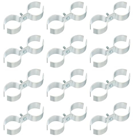 sourcing map 12pcs Chain Link Fence Panel Clamps, Dog Kennel Clamps for 1-5/8 (42mm) Round Pipe Frame, Galvanized Steel Fence Connector Temporary Dog Cage Hardware Parts with Bolts and Nuts