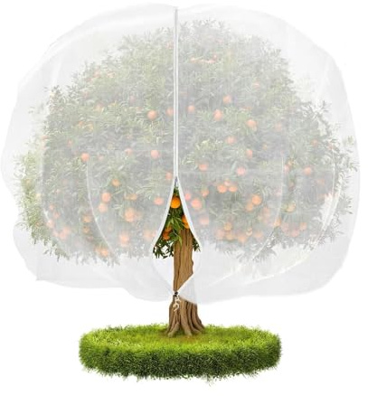 Bubmari Fruit Tree Netting Covers with Zipper & Drawstring - Ultra Fine Mesh Insect Barrier for Blueberry Bushes, Citrus & Tomato Plants - Garden Protection Bag Against Birds, Cicadas