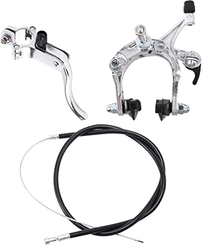 NIZEAMI Front Fixie Road Bike Cruiser Brake Set Bike Brake Kit Bike Caliper Brake Kit Side Pull Brake Set For Most Fixie Bike Silver