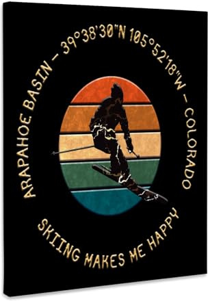 3dRose Arapahoe Basin, Colorado. Man skier. Yellow, black. Alpine skiing Museum Grade Canvas Wrap 11x14