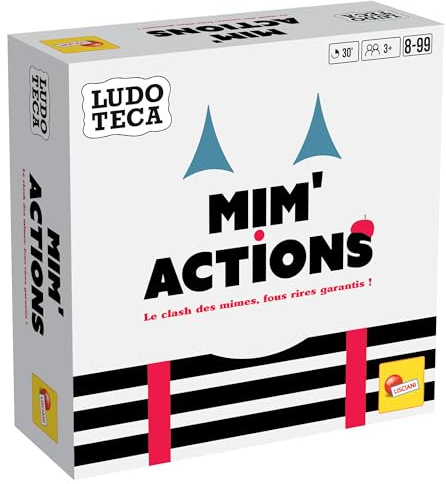 Lisciani - Ludoteca Mim'Actions - Jeu de Mimes et Devinettes - Dès 8 Ans | Jeu d'Ambiance en Famille - Mimer Personnages et Situations - 2 Modes de Jeu Différents - À Partir de 3 Joueurs ou Davantage