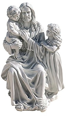 Design Toscano Jesus Loves The Little Children Garden Sculpture, 40.5x40.5x71 cm, Off White