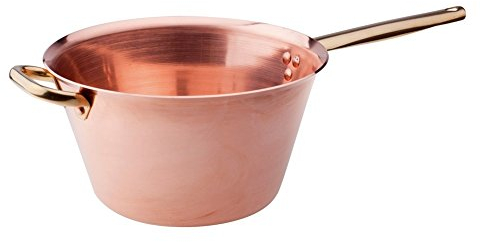 Pentole Agnelli ALCU16520 Paiolo in Rame liscio per polenta senza stagnatura con un manico tubolare e maniglia in ottone, 20 cm