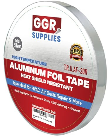 GGR Supplies AF-20R Aluminum Foil HVAC Tape, 1/2 Inch x 150 Feet, 3.6 Mil