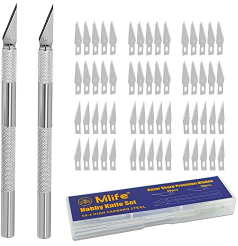 Mlife Precision Carving Craft Messer Set 60 Ersatzklingen Skalpell Schnitzmesser für DIY Art Work Cutting