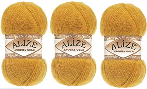 Alize Angora Gold Garn 20% Wolle 80% Acryl Lot of 3skn 300g 1805yds Thread Crochet Hand Knitting türkisches Garn (2)