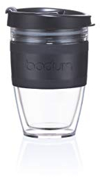 BODUM 11889-01S JOYCUP Travel Mug, double wall, 0.25 L, black band, Plastic