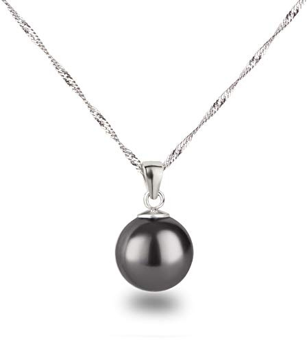 Schöner-SD Silberkette mit Anhänger Perle 12mm groß 925 Silber rhodiniert