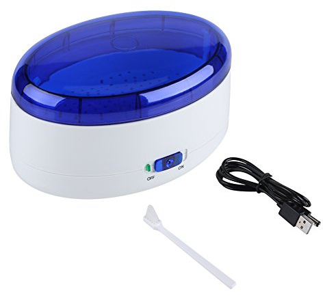 Limpiador Ultrasónico para Gafas de Joyería, Limpiador Ultrasónico Limpiador Ultrasónico con Cable USB y Bandeja Extraíble para Joyería Collar Pendiente Pulsera Gafas 18 * 13 * 11 cm