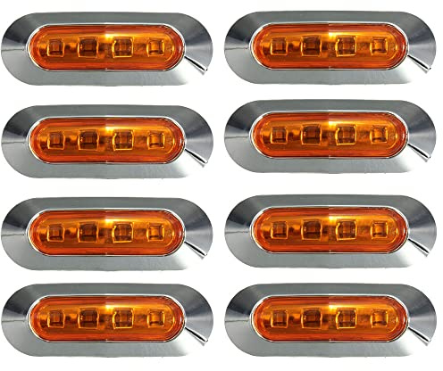 Etomvoop 8pcs Luci di posizione Laterali LED Impermeabili 4 LED Lampade Fari Laterali Posteriori per Automobile per Camion Rimorchio Campeggio Barca Marine 12 V-24 V (Giallo)