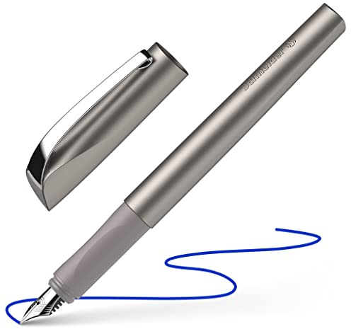 Schneider 168621 Ceod Shiny Füller (Rechts- und Linkshänder, M-Feder, inkl. Tintenpatrone königsblau) graphit, Medium