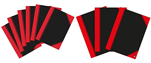 Bantex Notizbuch A5 kariert, 96 Blatt, 70 g/m², schwarz, 6 Stück & Bantex Notizbuch A4, kariert, 96 Blatt, 70 g/m², Hardcover, schwarz, 3 Stück