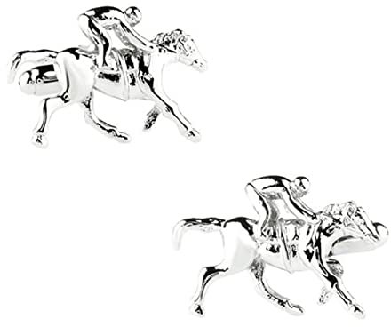 Stfery Cufflinks Wedding, Herren Manschettenknöpfe mit Gravur Silber Versilbert EIN Pferd Reiten Anzug Accessoires Schmuck Geschenk