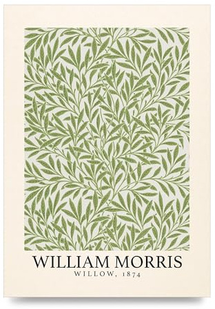 Lithobee - William Morris Willow 1874 - Printed Wall Art Design in Sizes A2, A3 & A4 Framed in a Stylish Quality Coloured Frame or Unframed (A4 Unframed)