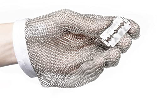 BCPPO Kettenhandschuh Schnittfeste Handschuhe Zum Schneiden Von Glas, Kettenhandschuhe Aus Edelstahl, Verstellbare Handschlaufe Sicherheitsarbeitshandschuhe (Size : A Pack of one/S)
