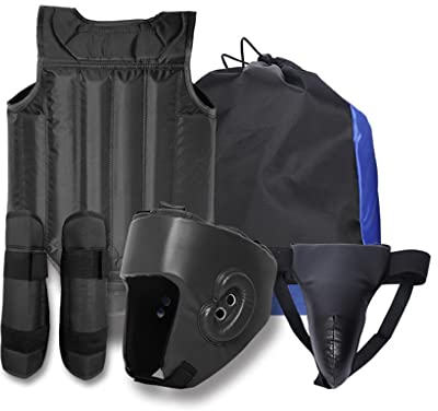 Kopf, KöRper Und Fuß Schutz GeräT Set Schützende Ausrüstung Full Set, Kampfkunst Protector Ausrüstung Sanda Kickboxing Kit 5pcs Gear Set Für Männer Und Frau (Size : Black)