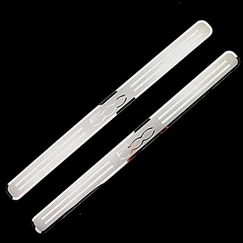 Symilov Voiture Acier Inoxydable Seuil Porte Plaques pour FI-at 500 500C, 2 Pièces Threshold Bar Protection Autocollant Anti-Rayures Anti-Dirty Plinthes Pédale,Silver
