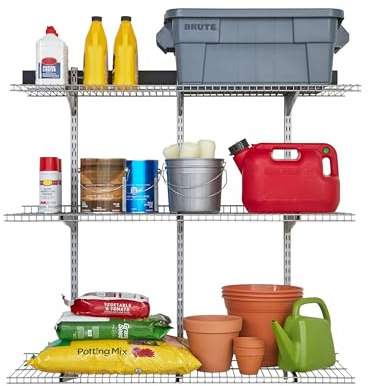 Rubbermaid Fasttrack Rail Storage 48x16 3-Shelf Kit, 350 lbs. Per Shelf, for Home/Garage/Shed/Workshop Organization