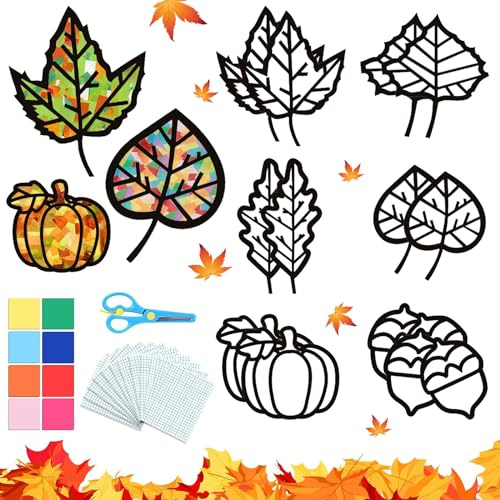 Bastelset für Herbst und Kinder, 12-teiliges Set, Herbst- und Winter-Kränze, kreative Freizeit für Kinder, Weihnachten, Dekoration, Basteln für Thanksgiving, Herbst und Party