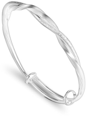 Abeillo Pulsera de plata ajustable para todos los tamaños, antiestrés, clásica, para mujeres, niñas, damas, cumpleaños, día de San Valentín, regalo