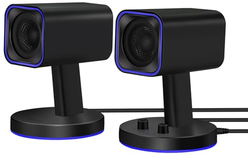 Sanyun SW202 24W Computer Gaming Lautsprecher mit 3 EQ-Modi (Spiel/Film/Musik), dynamischer 3D-Surround-Sound, 16bit DAC USB/AUX/Bluetooth 5.2, RGB-Beleuchtung, für PC/Desktop/Monitor/Laptop, Schwarz