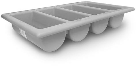Catering Parts UK 4 Compartment Cutlery Rack Grey Heavy Duty Storage For Commercial Kitchens/School Kitchens | Restaurant Cutlery Tray