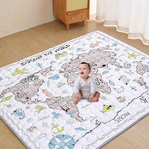EAQ Baby Play Mat 127x127cm Foldable Washable Baby Playpen Mat Crawling mat,Thicken One-Piece Crawling Mat, Extra Large Anti- Slip Crawling Mat Activity Playmats for Babies&Toddlers