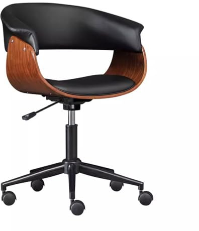 Arbeitsstühle mit niedriger Rückenlehne, Chefbürostuhl, ergonomischer Computerstuhl, Ledersitz, höhenverstellbare Armlehne, gepolstertes Kissen, kleiner Bürostuhl, Liftsitz, Lesestuhl/Schwarz To